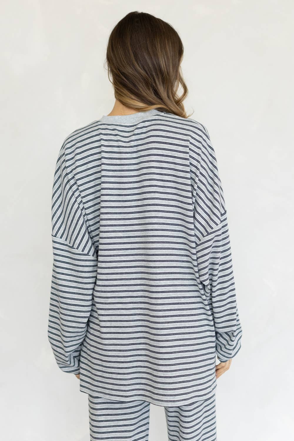 Celine Striped Top | Grey