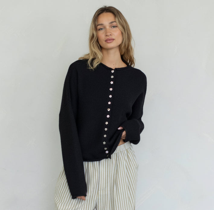 Kami Cardigan - Black with Mismatched Buttons