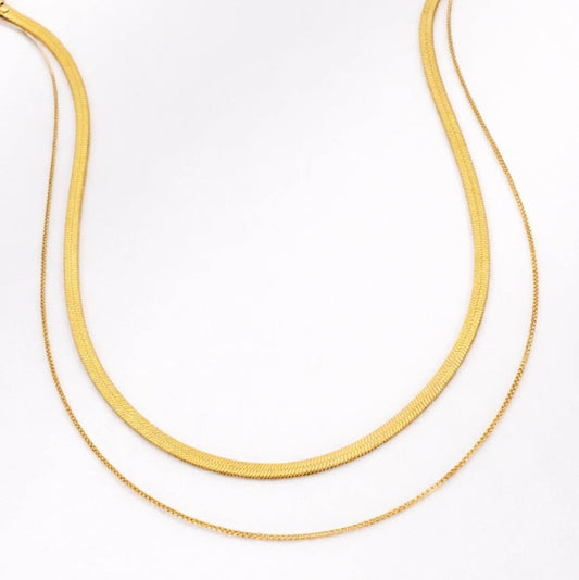 Layered Herringbone Chain Necklace