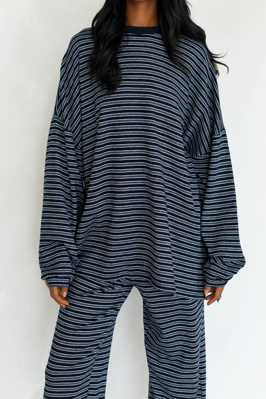 Celine Striped Top | Navy
