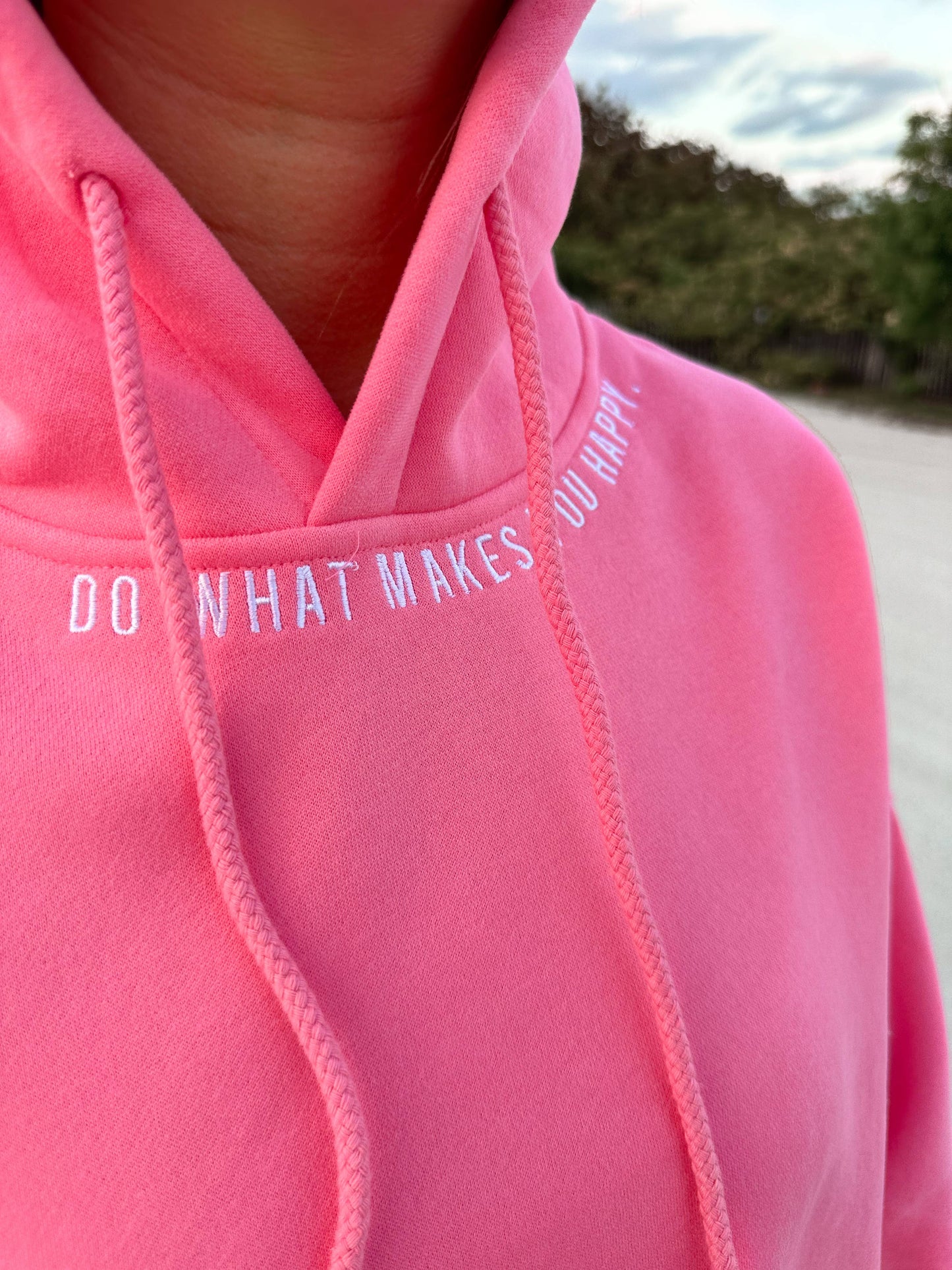 Do What Makes You Happy Embroiderd Hoodie | Pink