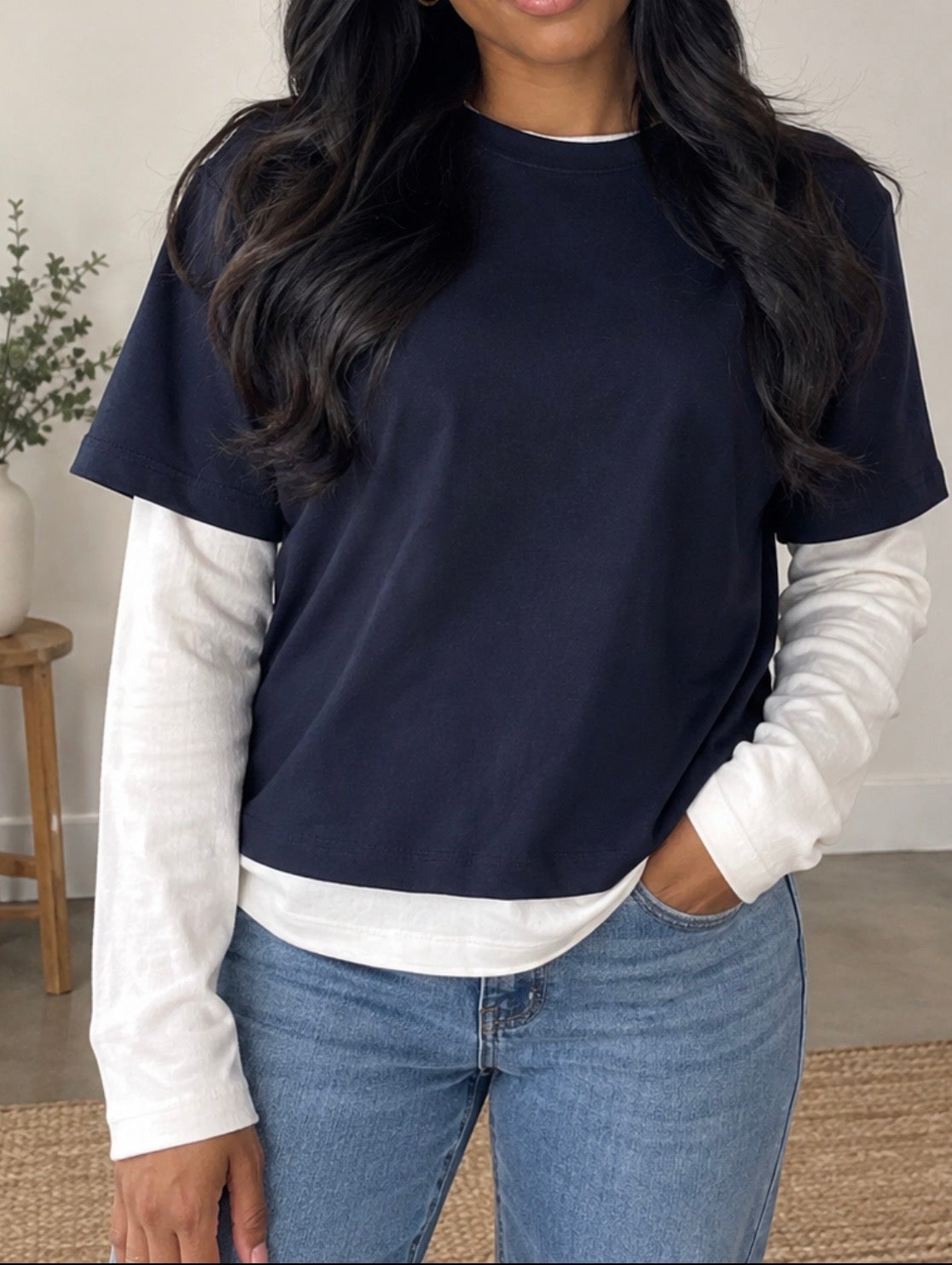 Layered Pointelle tee