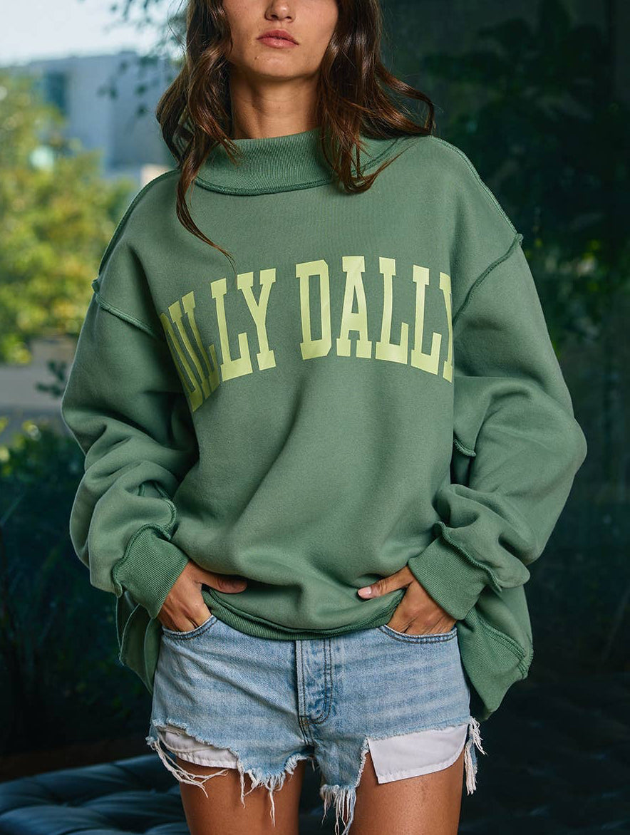 Dilly Dally Mockneck Sweatshirt | Green