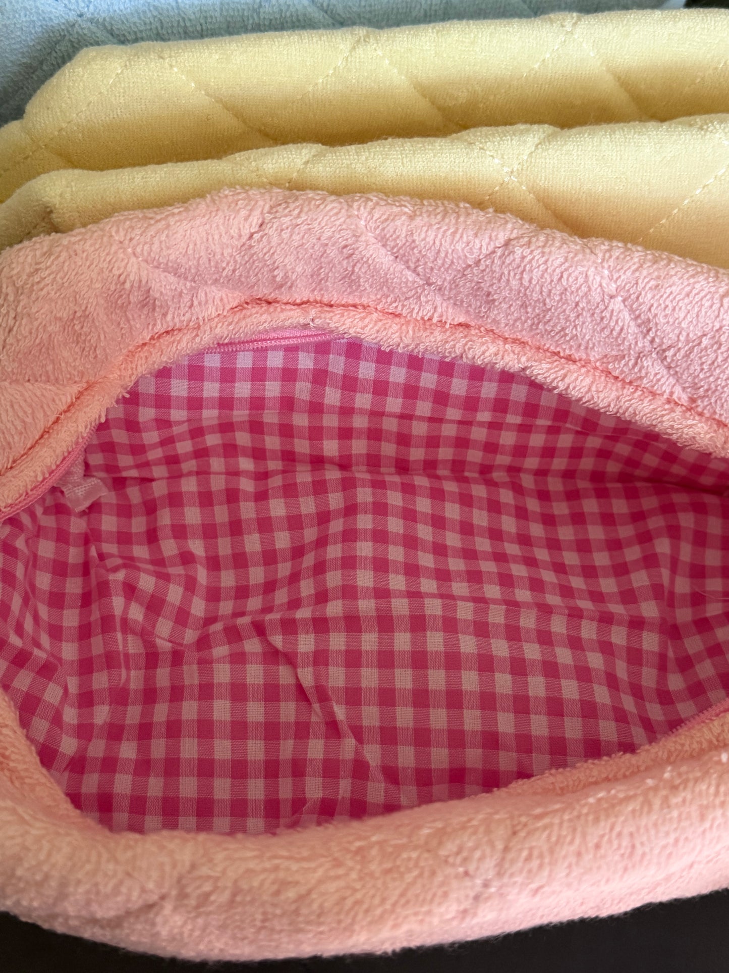 Terry Quilted Make Up Bag - Blush