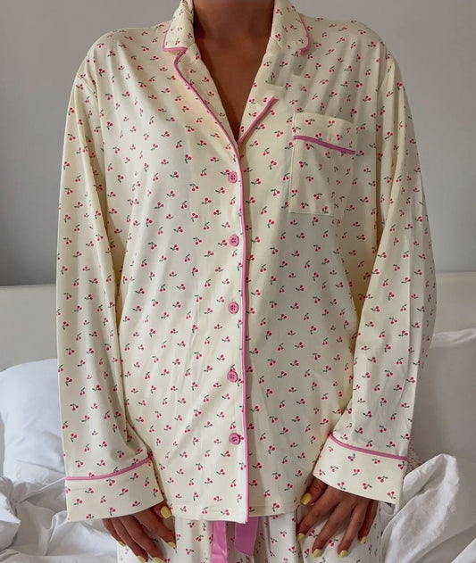 Cherry on Top Long Sleeve Button Up Pajama Top