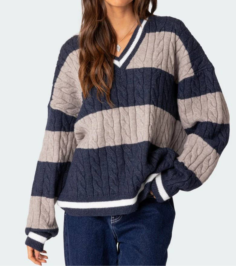 Evie Striped Loose Knit Sweater