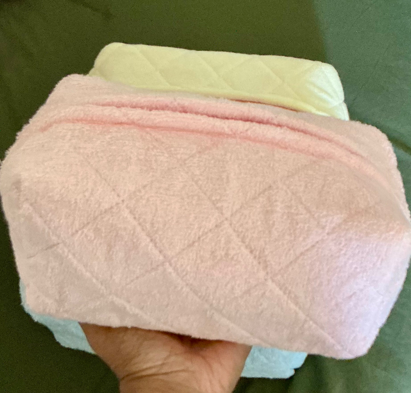 Terry Quilted Make Up Bag - Blush