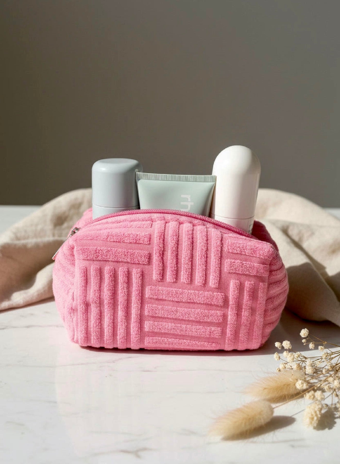 Textured Tile Toiletry Bag | Rose