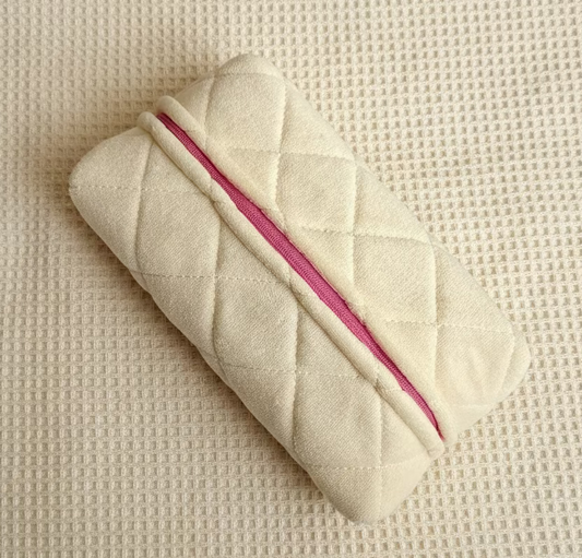 Terry Quilted Make Up Bag - Butter