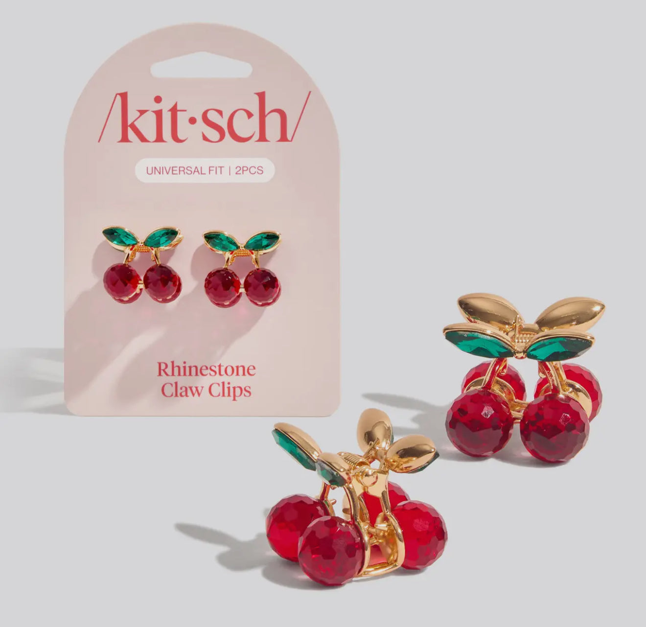 Mini Rhinestone Claw Clips- set of 2 ~ Cherry