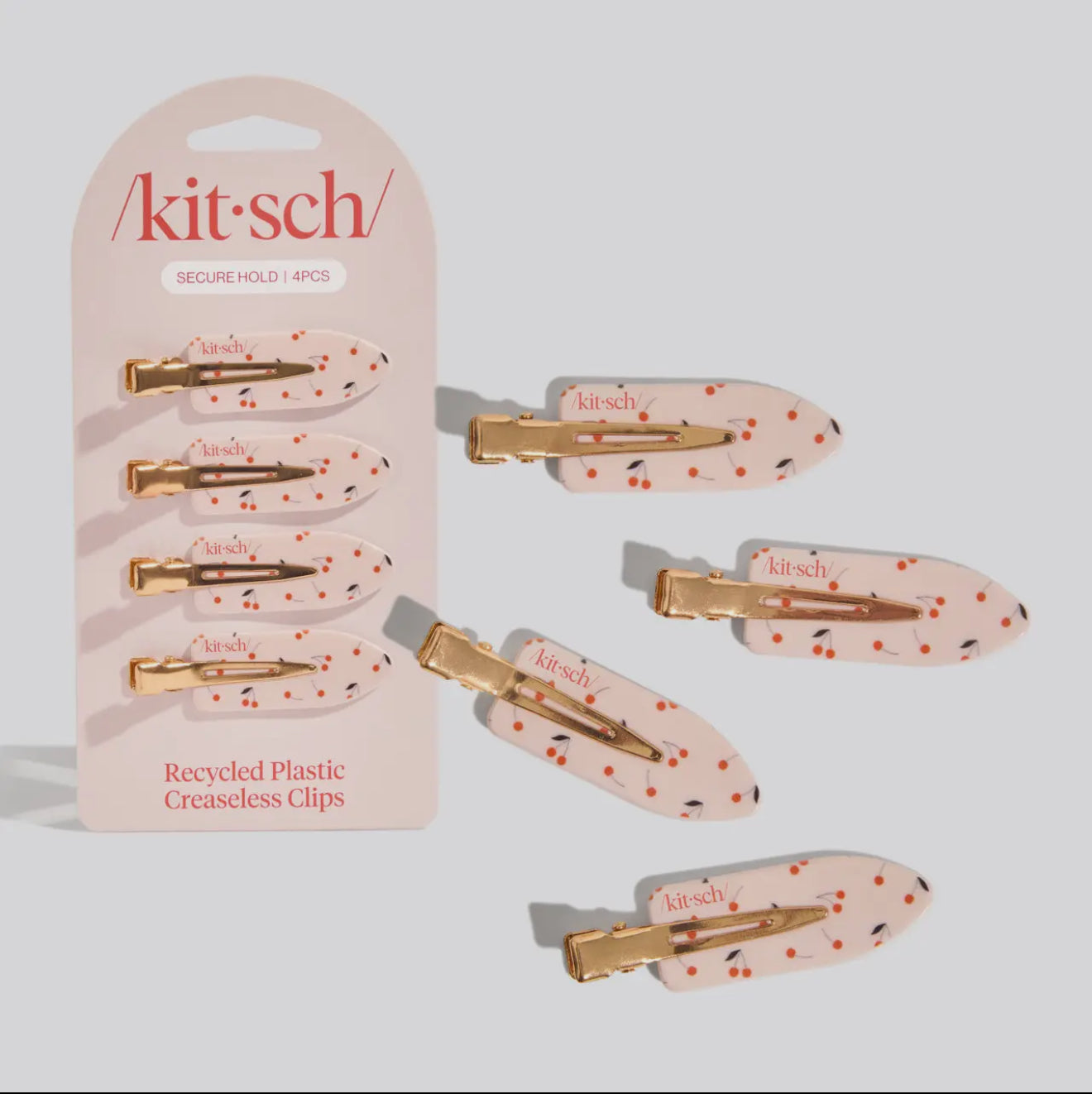 Recycled Plastic Creaseless Clips 4pc Set | Cherry Print