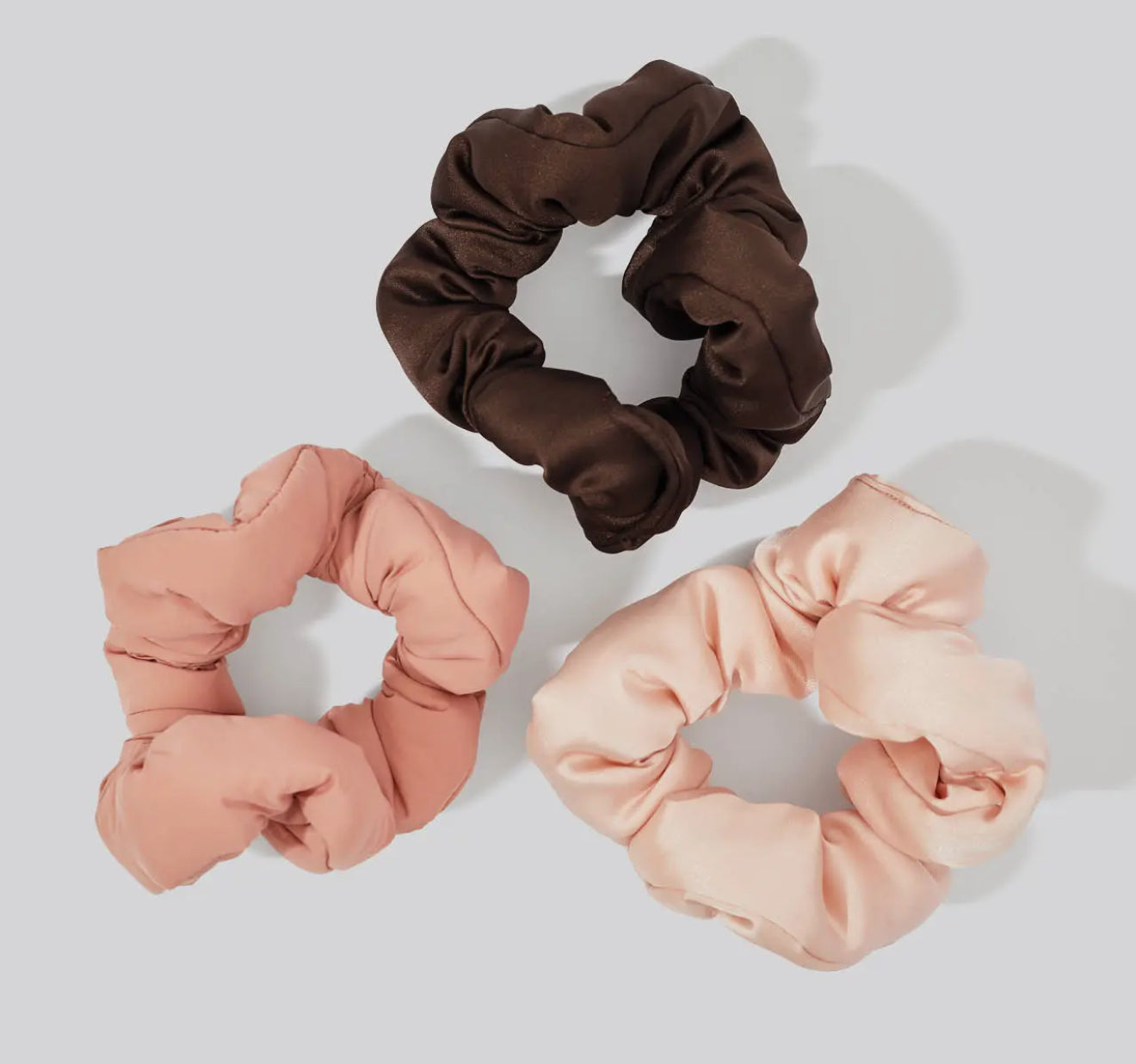 Recycled Fabric Cloud Scrunchies 3pc Set | Rosewood