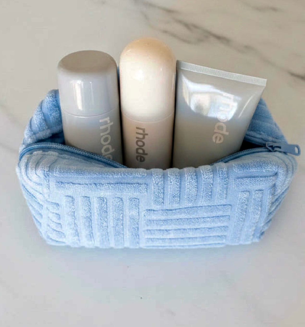 Textured Tile Toiletry Bag | Sky