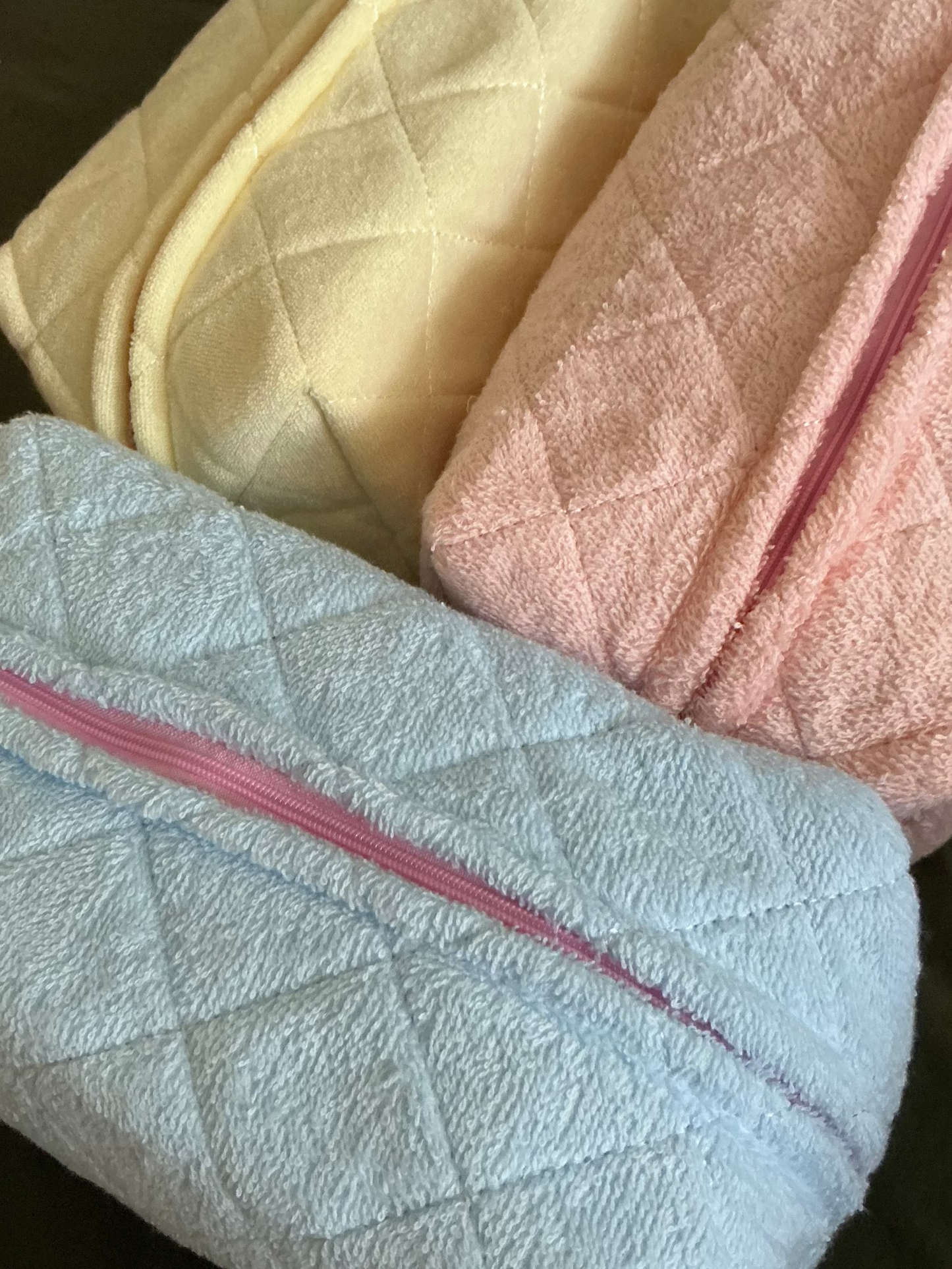 Terry Quilted Make Up Bag - Butter