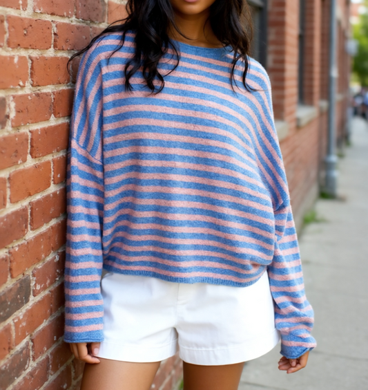 Kasey Striped Pullover - Blush Stripe