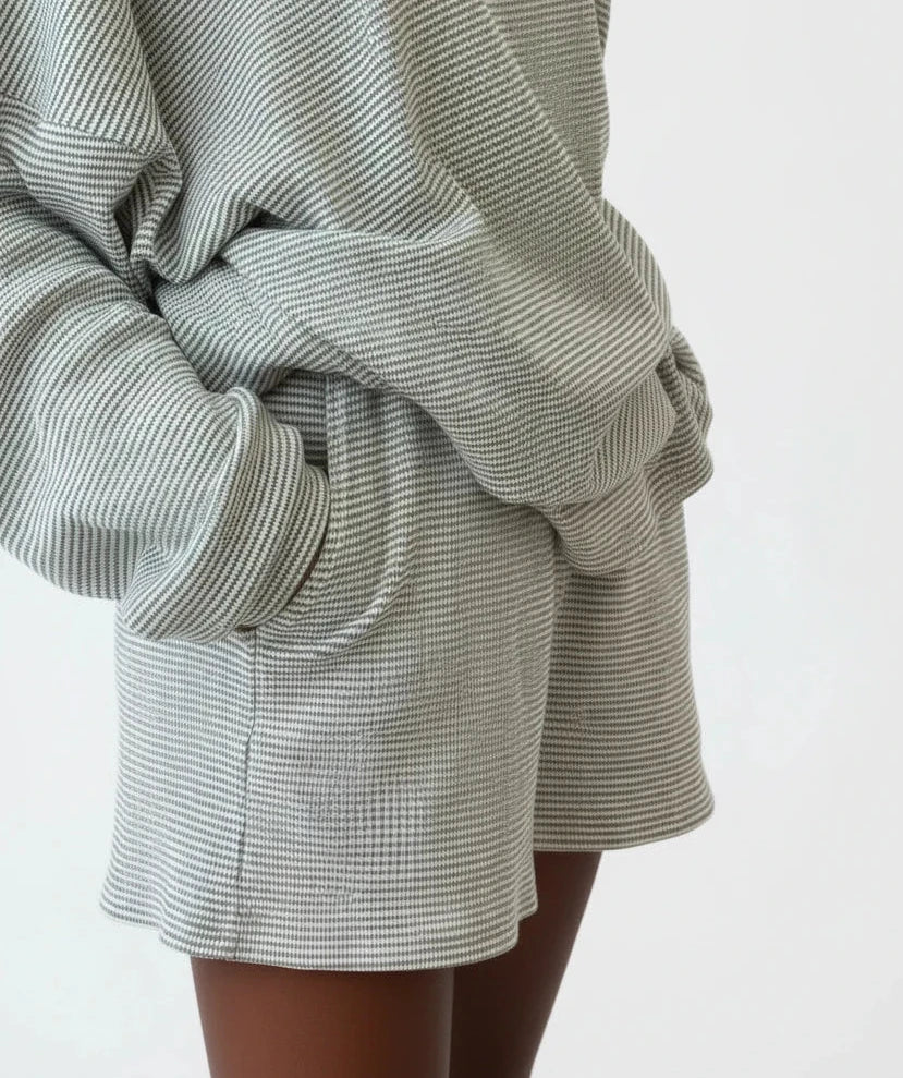 Take it Easy Ribbed Striped Shorts