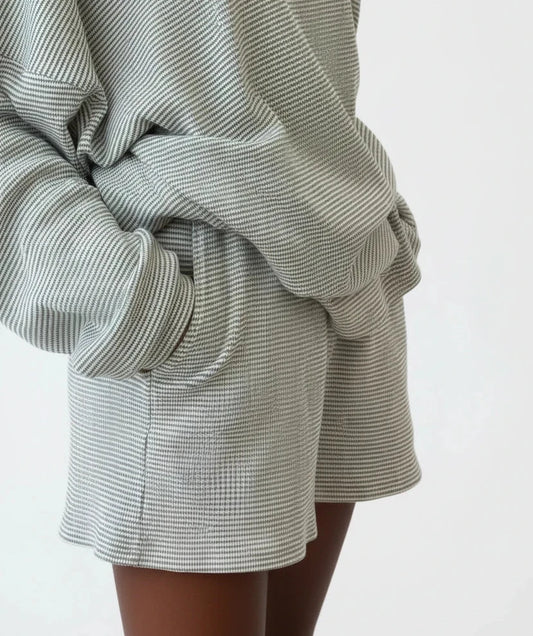 Take it Easy Ribbed Striped Shorts