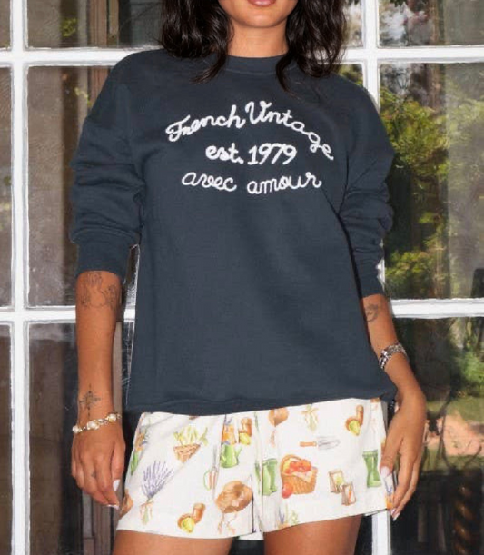 French Vintage Graphic Sweatshirt