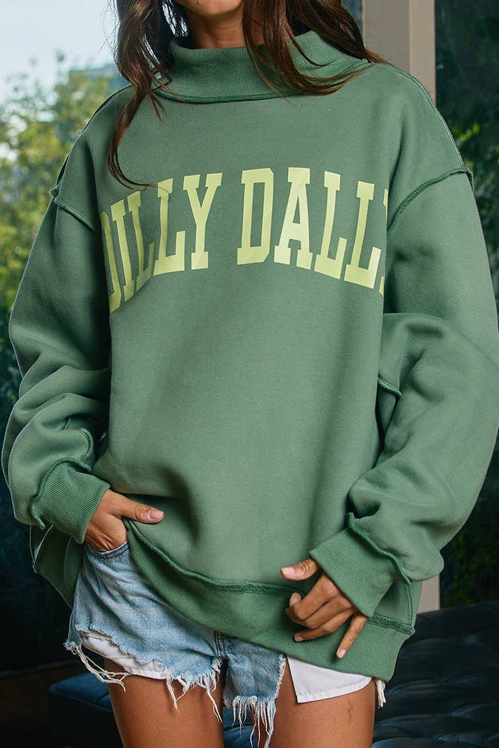 Dilly Dally Mockneck Sweatshirt | Green