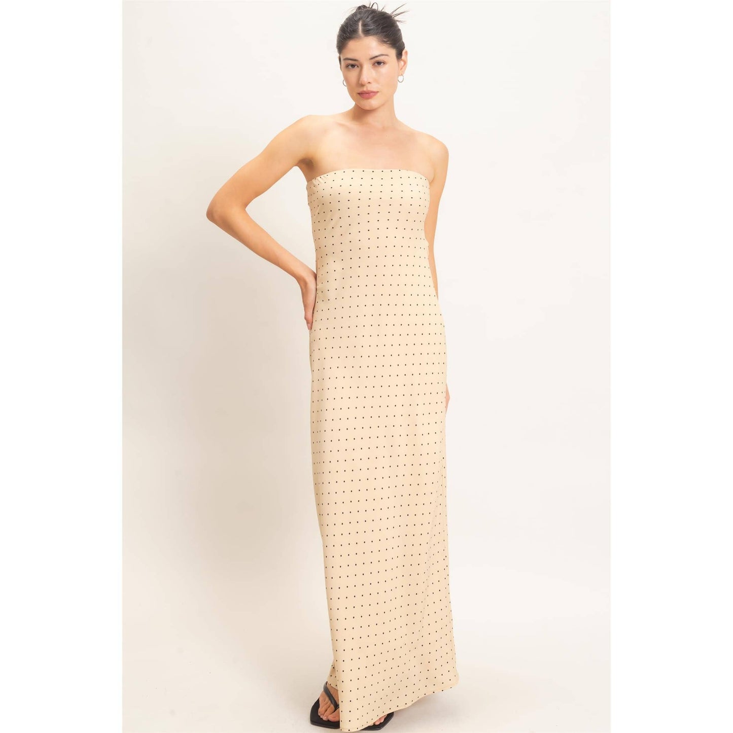 Polka Dot Maxi Dress | Beige