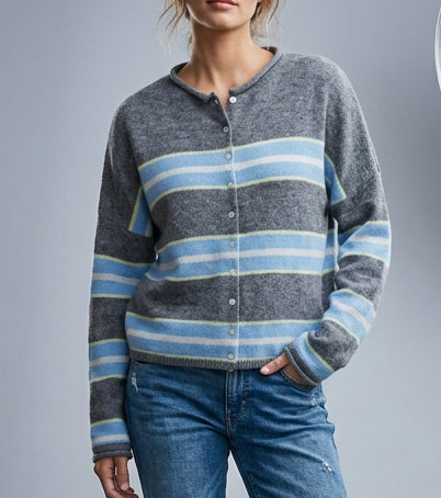 Varsity Striped Kami Cardigan | Heather