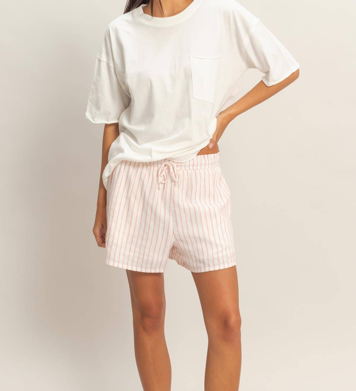 Leni Striped Shorts | Blush Stripe