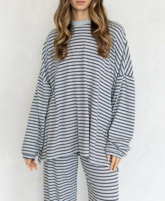 Celine Striped Top | Grey