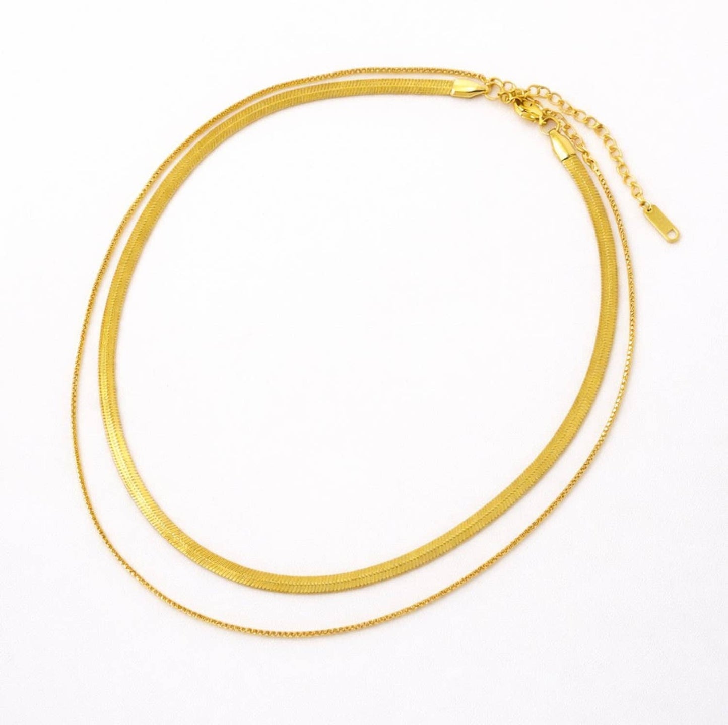 Layered Herringbone Chain Necklace