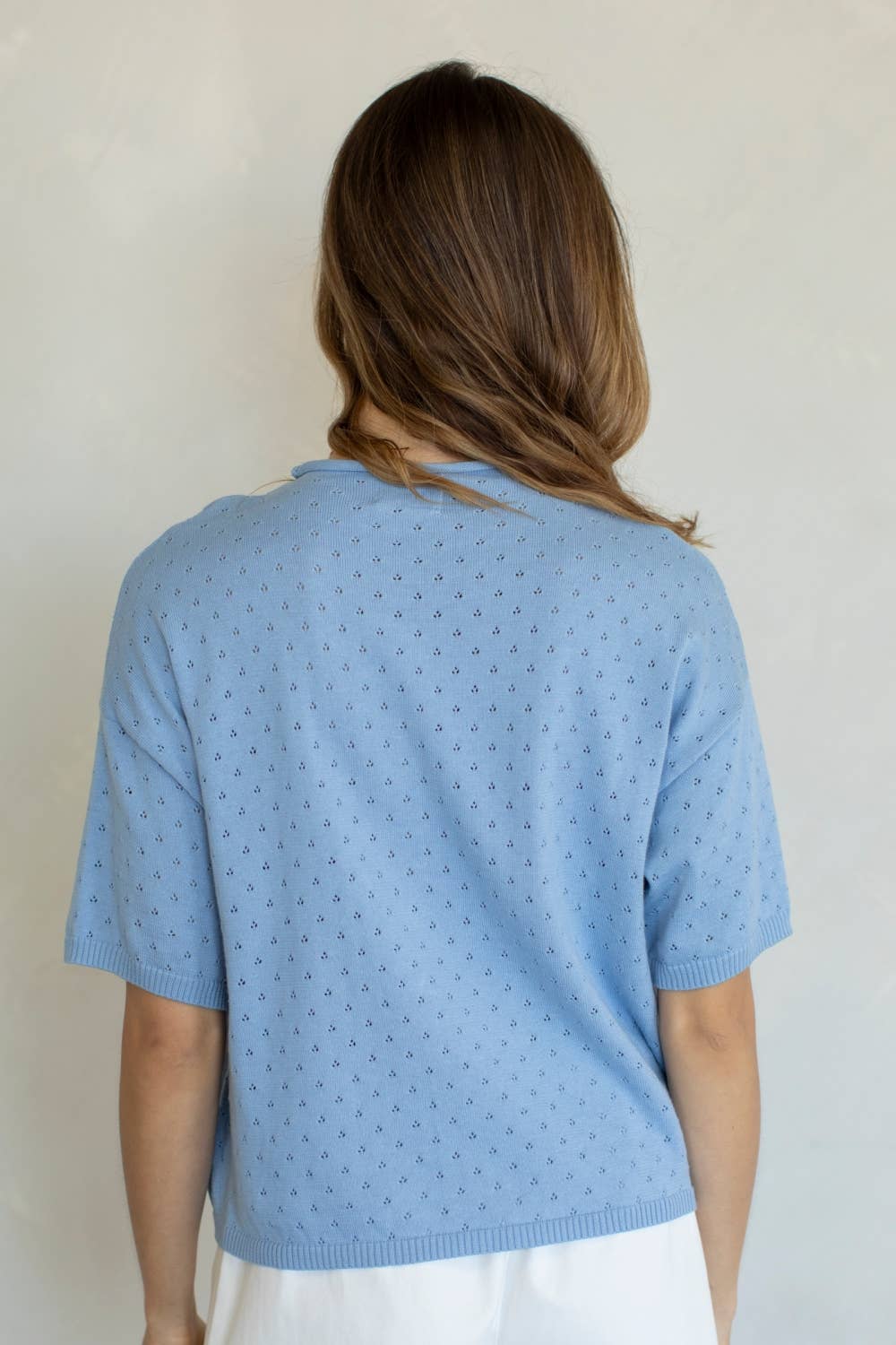 Kelli Pointelle Cardigan | Sky
