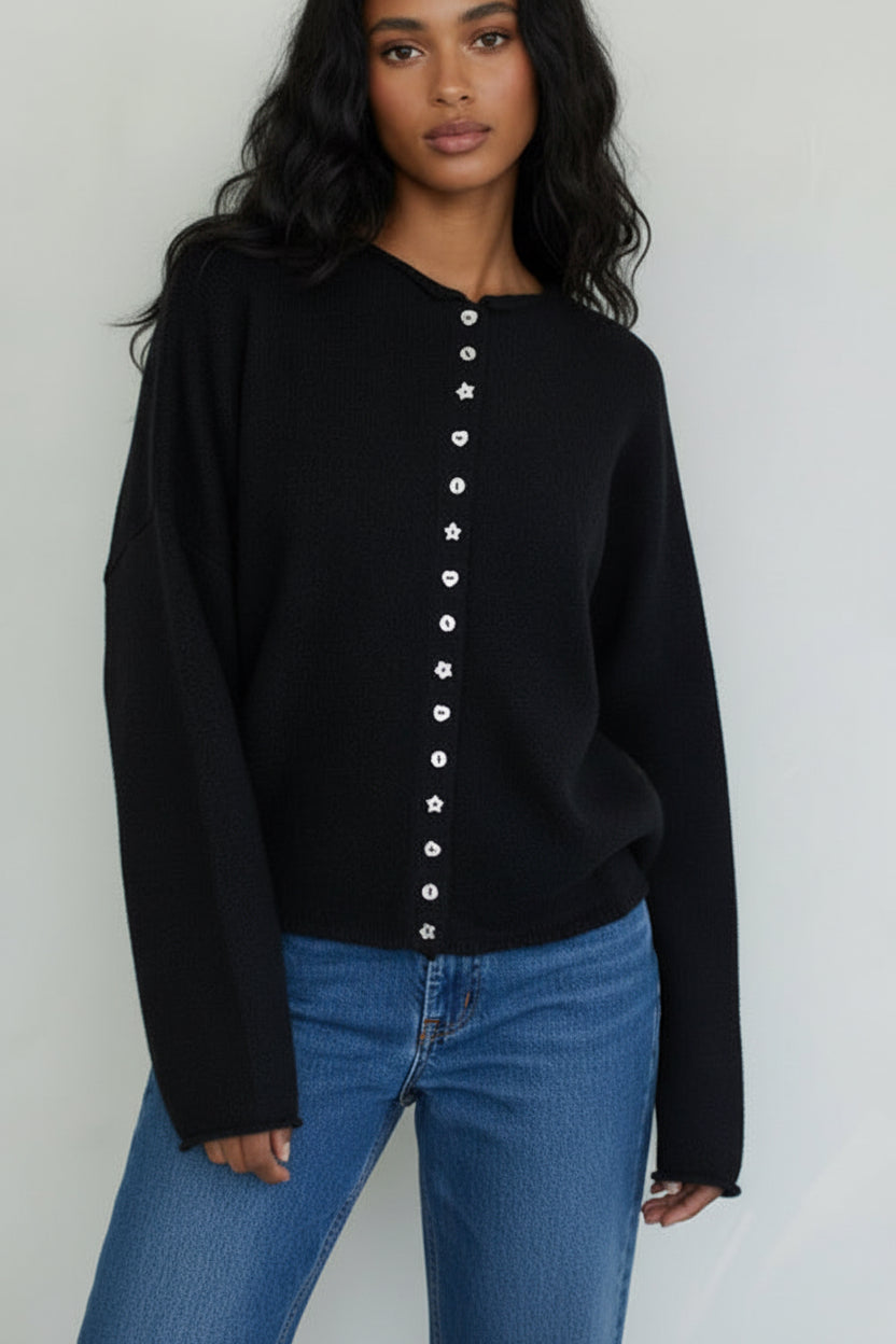 Kami Cardigan - Black with Mismatched Buttons