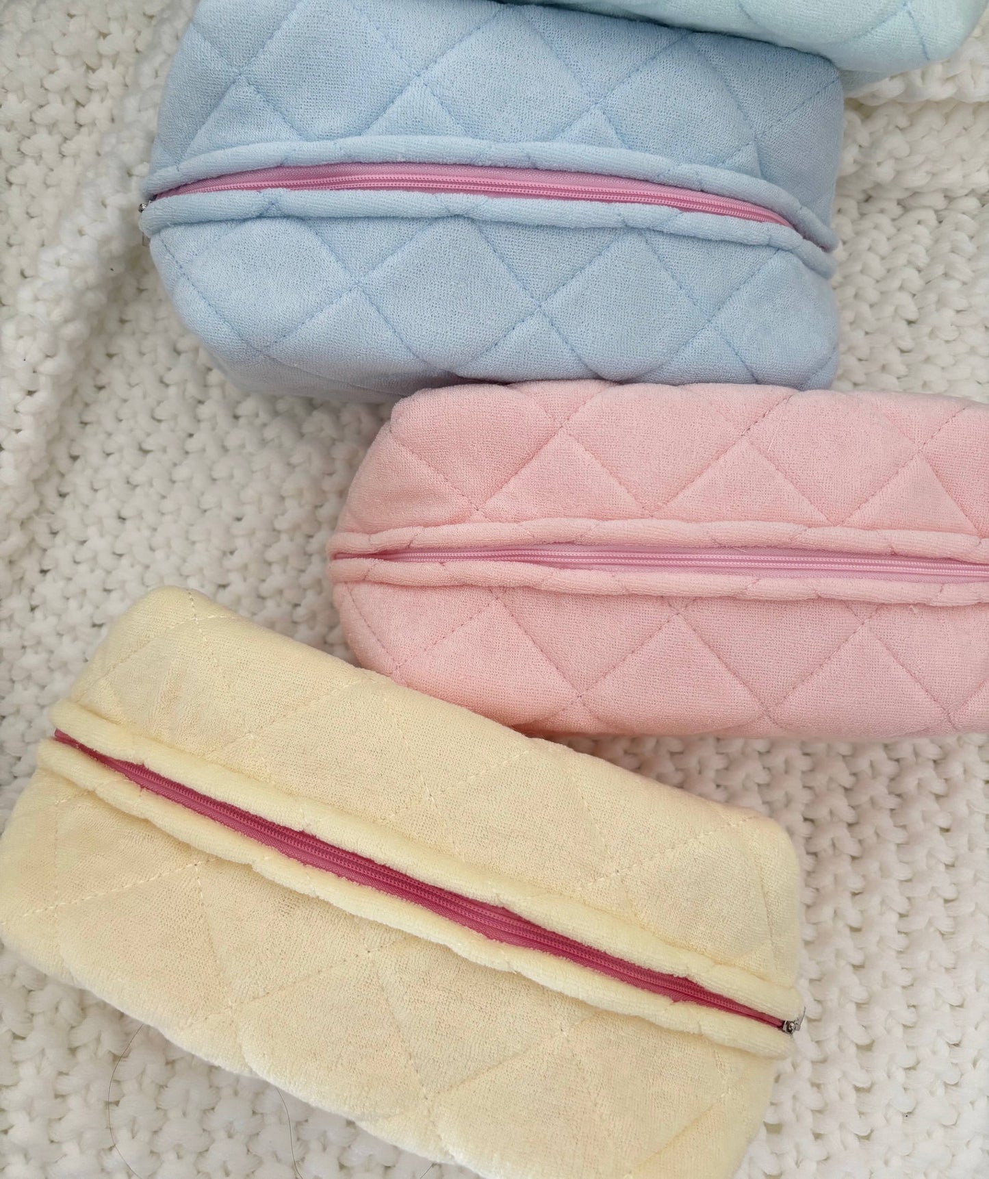 Terry Quilted Make Up Bag - Butter