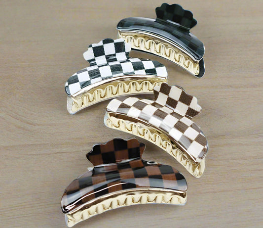 Checker Printed Hair Clip