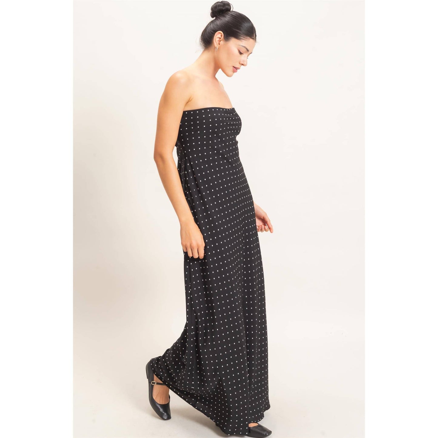 Polka Dot Maxi Dress | Black