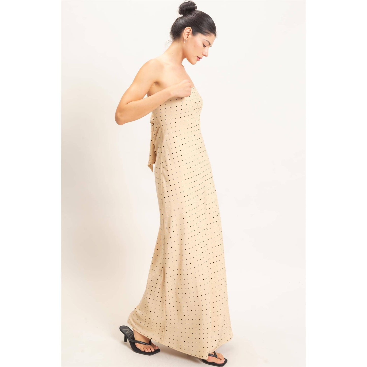 Polka Dot Maxi Dress | Beige